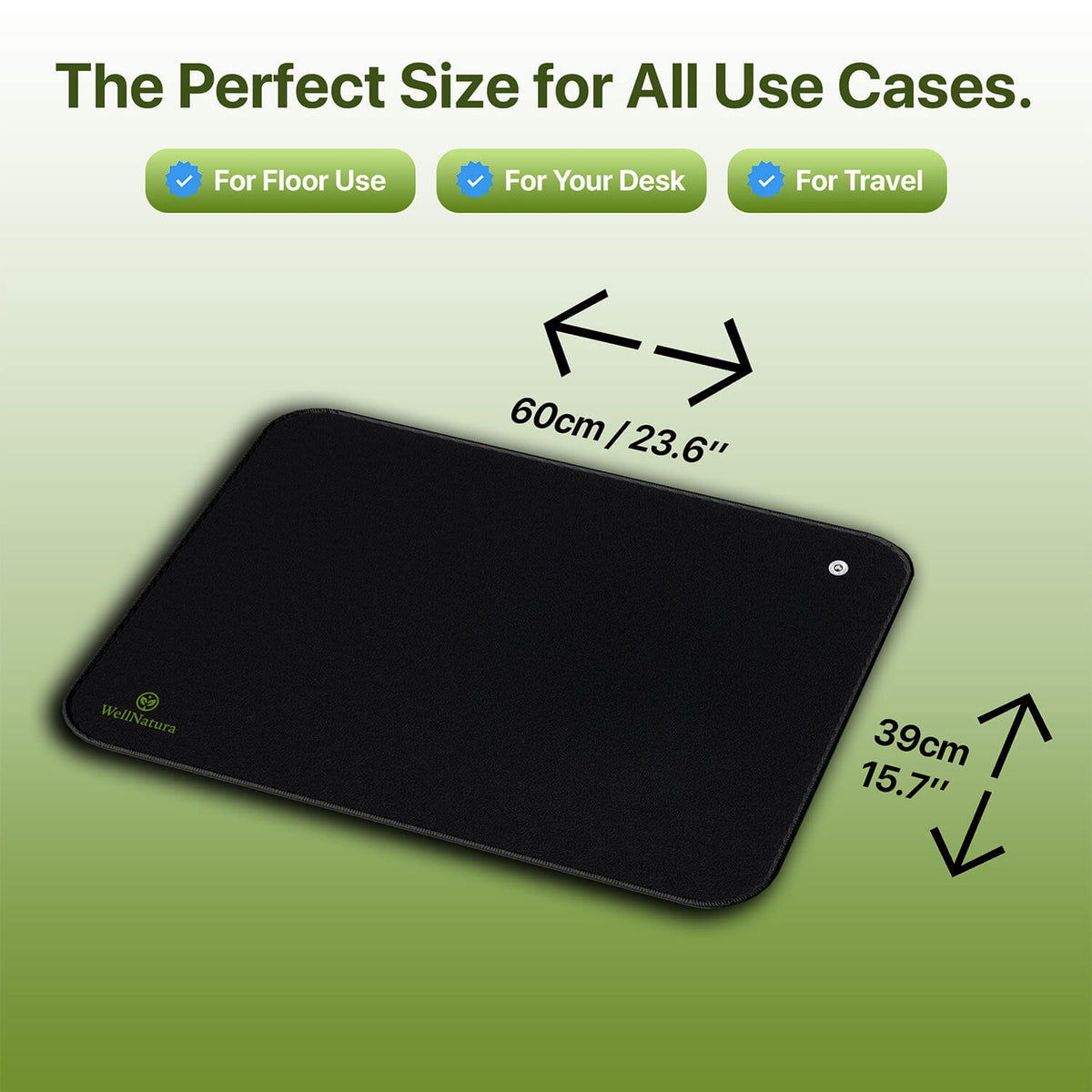 Grounding mat size, 60 by 39 centimetres, for floor, desk and travel
